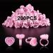 Glue Rings INFILILA 200PCS Glue Rings for Eyelash Extensions Disposable Rings for Lashes Lovely Heart Shape Lash Extension Supplies for Eyelash Extension Lash Glue Holder Fanning Ring Holder pink