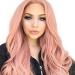 Long pink wigs for women curly corrugated full wig middle parting wig naturally looking with a long pony wig extensions for daily cosplay outdoor