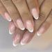 French False Nails 24Pcs Nude French Press on Nails Almond Fake Nails Full Cover Stick on Nails with Glue White French Nail Tips for Women Girls Nails Art #XRFS
