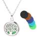 PRINCESS CUTENESS STORE Aromatherapy Essential Oil Diffuser Locket Necklace Tree of Life Stainless Steel Set Jewelry with 6 Pads