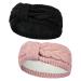 Winter Knit Thermal Headbands Women Knitted Bow Velvet Ear Warmer Headband for Ladies Girls Elastic Crochet Hairbands Thick Turban for Running Shopping black pink