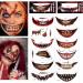 12 Styles Halloween Temporary Tat toos Kit Horror Mouth Tat too Stickers Halloween Temporary Tatt oos Face Makeup Waterproof Realistic Scar Wound Sticker for Halloween Cosplay Decorations - Buy Online on GoSupps.com