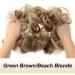 JJstar Messy Bun Hair Pieces - 2PCS Curly Fake Hair Buns | High Heat Resistant Synthetic Fiber Scrunchies for Women & Girls - Green Brown/ Beach Blonde - Buy Online on GoSupps.com