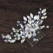 Silver Vintage Hair Comb for Brides | Handmade Flower Rhinestone Clip Barrette | Light Blue Opal Crystal Wedding Hair Accessories - Buy Online on GoSupps.com