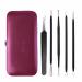 5 pieces of blackhead tweezers acne extractor  blackhead removal tool kit  acne removal tool with leather bag cosmetic mirror  used for nose and facial blemishes  whiteheads  pop-up acne