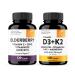 Sandhu's Elderberry & Vitamin D3 K2 with Quercetin Capsules (120 Count Each) | Supports Immune Muscle Health & Energy