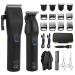 AMULISS Professional Hair Clippers and Zero Gapped Trimmer Kit for Men, Cordless Barber Clipper, Beard Trimmer Haircut Clippers Grooming Set,Rechargeable LCD Display Lm Black
