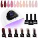 Gel Nail Polish Kit LKE Gel Nail Polish Starter Kit with 72W UV Lamps for Gel Nails 6 Colors Gel of Pink Truffle Nail Polish with Glossy & Matte Top and Base Coat Manicure DIY Gifts Set for Women Brown