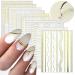 10 Sheets Gold Lines Nail Art Stickers Decal Metal Geometric Stripe Wavy Line Self Adhesive Nail Decals French Classic Simple 3D Designs Nail Foil Stickers Sliders Manicure Decorations for Women Girls