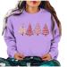 Yihaojia Holiday Shirt Women Christmas Tree Sweatshirt Teen Girls Cute Print Round Neck Pullover Tops Plus Size Xmas Blouse Purple Large