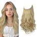 SARLA Hair Extension 18 Inch Invisible Adjustable Wire Hair Piece Curly Wavy Long Synthetic Hairpieces for Women Natural Heat Temperature Fiber (18 Inch (Pack of 1) Natural Blonde) 18 Inch (Pack of 1) Natural Blonde