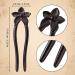 Noverlife 2PCS Handcrafted Ebony Sandalwood French Style U-Shaped Hair Forks with Flower Design - Elegant Updo Chignon Pins for Women and Girls - Buy Online on GoSupps.com