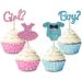 UXYOKM 24Pcs Boy or Girl Cupcake Toppers Blue Pink Glitter Gender Reveal Cupcake Picks Baby Shower Birthday Party Cake Decorations Supplies