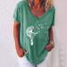 Shop Ppanguding Women's Summer Fashionable Casual Round Neck T-Shirt - Loose Pustblume Printed Green Top for Ultimate Style and Comfort - Buy Online on GoSupps.com