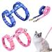 2 pieces of adjustable nylon whirring cat leash Cat's claw lady beetle print curve cat leash kitten neck band soft cat dishes with leash for kitten puppy rabbits rabbit pattern (pink + blue)