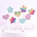 Shiny Rainbow Cupcake Topper 10CS Vivid Colorful Gradient Shiny Heart Stars Cupcake Toppers for Cake Decorations DIY Happy Birthday Cake Toppers for Kids Boys Girls Party Supplies - Buy Online on GoSupps.com