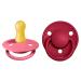 BIBSE de Lux Schnuller 2-pack BPA-free cherry shape nipple.Natural rubber/latex made in Denmark.0-6 months (2-pack) Coral / Ruby Size 1 (2-pack) Coral / Ruby