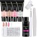 Poly Nail Gel Kit With Slip Solution Builder Gel Nail Extension 4 Colors Set With Instructions For Begginers Nail Art French Manicure Gift 4 Colors-Set A