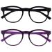 Opulize Blu - Reading glasses Blue light filter 2 Series Pack Cool Frame Feder hinges improve the sleep computer gaming reflective men BB5-13 +2.50 diopters black / purple