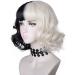 AMZCOS Black & Light Blonde Wig with Necklace | Cosplay Costume Short Corrugated Bob Wig for Women | Perfect for Halloween Parties - Buy Online on GoSupps.com