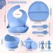 Home-Ed Baby Weaning Set: 9-Piece Baby Food Set with Suction Bowl, Plates, Spoon, and Bibs - Blue - Buy Online on GoSupps.com