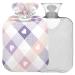 Naanle hot hot water bottle with reference Valentine's Day Tartan Plaid Transparent Warm water bottle 1l of warm steadeler for pain relief back hand feet heat and cold therapy