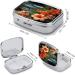 Buy Tropical Flowers Pill Box - 2 Compartment Decorative Metal Organizer for Travel | Portable Medicine Case for Pocket & Purse - Buy Online on GoSupps.com