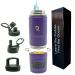 Puddles 2 Oceans Stainless Steel Water Bottles  Coldest Water Bottle  Stackable Snack Containers for Kids  Insulated Water Bottle  Water Bottle with Snack Compartment (Purple)