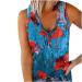 routinfly Summer Sexy Vest for Women V Neck Sleeveless Floral Print Shirts Knitted Buttons Slim Cami Strap Blouse