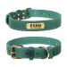 Tagme personalized dog collar made of leather with engraved name and telephone number/dog collar made of real leather for small medium and large dogs (41-55cm green) L (1 Pack) green