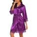 BESDEL Women's Silk Satin Bathrobe - XS Purple Short Kimono Robe - Buy Online on GoSupps.com