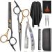 Hair Scissors Thinning Shears Set Fcysy Professional 10 Pcs Hair Dressing Scissors Barber Kit with Hairdressing Scissor UK Haircutting Blending Shear Hair Cutting Kit Haircut Dresser Scissor for Men 10pcs Goldblack