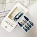 Dark Blue Marble Luxury Coffin Fake Nails - Glitter Wave Rhinestone Design for Women and Girls | Long Press-on Artificial Nails - Buy Online on GoSupps.com