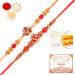 Ghasitaram Gifts Rakhi for Brother Rakhis Online - Set of 2 5504 6037 Om Rakhi Threads with 400 GMS of Besan Barfi