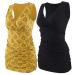 ZUMIY Maternity Nursing Top Pregnant Breastfeeding Shirt Women's Cotton V Neck Ruched Waist Double Layered Tank M Black+yellow Printing/2-pk