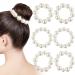 EBANKU Pearl Hair Ties 6 Pack Pearl Hair Ties Stretch Hair Bands Simple Pearl Hair Ropes for Women and Girls