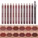 Lot de 12 crayons l vres imperm ables avec couvercle longue dur e et imperm able crayon l vres naturel Lip Liner Set (12 Set) 12 1 g (Lot de 1)