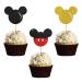 MonMon & Craft Mickey Cupcake Toppers/Girls Boys Children Mouse Birthday Cupcake Toppers/Baby Shower/Kids Birthday Party Decorations/Glitter - 24 Pcs