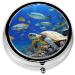 Sea Turtle & Fishes Mini Round Pill Box | 3 Compartment Travel Organizer | Portable Medicine Case for Home & Office Use - Buy Online on GoSupps.com