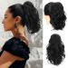 REECHO Ponytail Extension Claw Clip in Ponytail Hair Extensions 12 Inch Short Curly Ponytail Natural Wavy Synthetic Hairpiece for Women Black 12 Inch Black