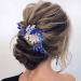Flayem Handmade Bridal Hair Comb with Blue Rhinestone & Crystal Flower Perfect Hair Accessories for Brides & Bridesmaids - Buy Online on GoSupps.com