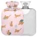 Naanle tropical leopard hot bottle with reference transparent hot water bottle 1l heat bottle for bed hand feet warmer pain relief warmth and cold therapy
