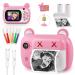 Instant Print Camera for Kids - Bearbrick Selfie Kids Camera with Zero Ink | Dual Lens | 1080P HD | 2.4 Inch | 1000 mAh | 3 Rolls Print Paper Camera for Girls Boys Age 3-12 Birthday Pink