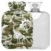 NAANLE Camouflage Dinosaurs skull heat flashing with reference transparent hot water bottle 1l heat bottle for bed hand feet warmer pain relief heat and cold therapy
