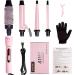 SIQUER 4 in 1 Curling Wand Set - Versatile Beach Waves Curler with Instant Heat 1/2 to 1 1/2 Inch Pink - Ideal for Women | International Shipping Available - Buy Online on GoSupps.com