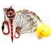 SRRPS PIGEON Fish Stringer with Reel Steel Wire Float Fishing Stringer with 10 Stainless Steel Snaps Fish Lock RED