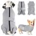 Lukovee Dog Surgery Recovery Suit Dog Cone E-Collar Alternative After Surgery with Zipper for Female Male Dog Recovery Shirt Dog Abdominal Wounds Bandages Preventing Licking Spay Suit (GY M) Medium Gray