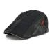 VOBOOM 100% Cotton Distressed Ivy Caps Newsboy Caps Cabbie Hat Gatsby Hat Black