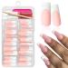 120Pcs Long French Tip Press on Nails Square White Tip Fake Nails Full Cover Matte French Tip Glue on False Nails Nude Acrylic Nails Press on for Women Girls Artificial Fingernails White French Long Square
