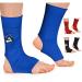 AQF MMA Ankle Support Muay Thai Foot Brace Guard Kick Boxing Sprains Achilles Tendon Pain Relief Protector Elasticated Breathable Compression Sleeve (Blue L) Blue L